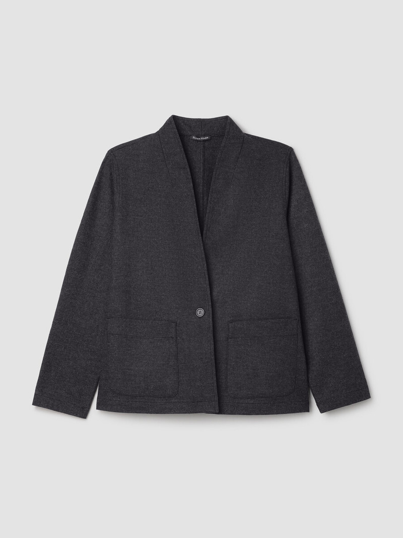 Mélange Boiled Wool Jersey High Collar Jacket in Regenerative Wool 1