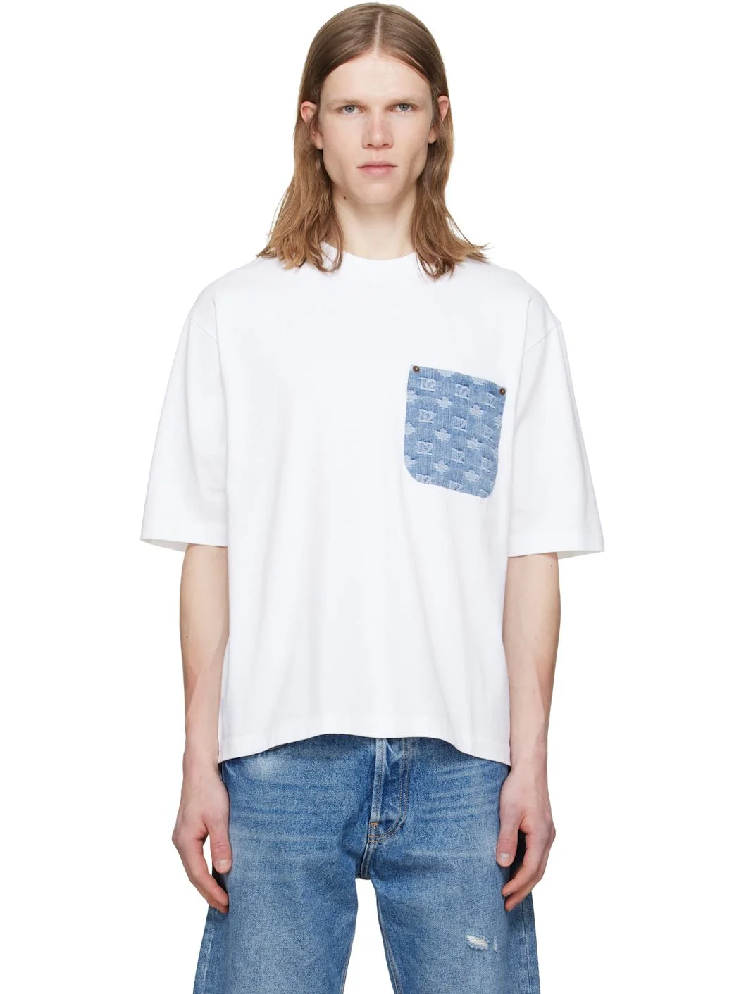 White D2 Monogram Loose Fit T-shirt - 1