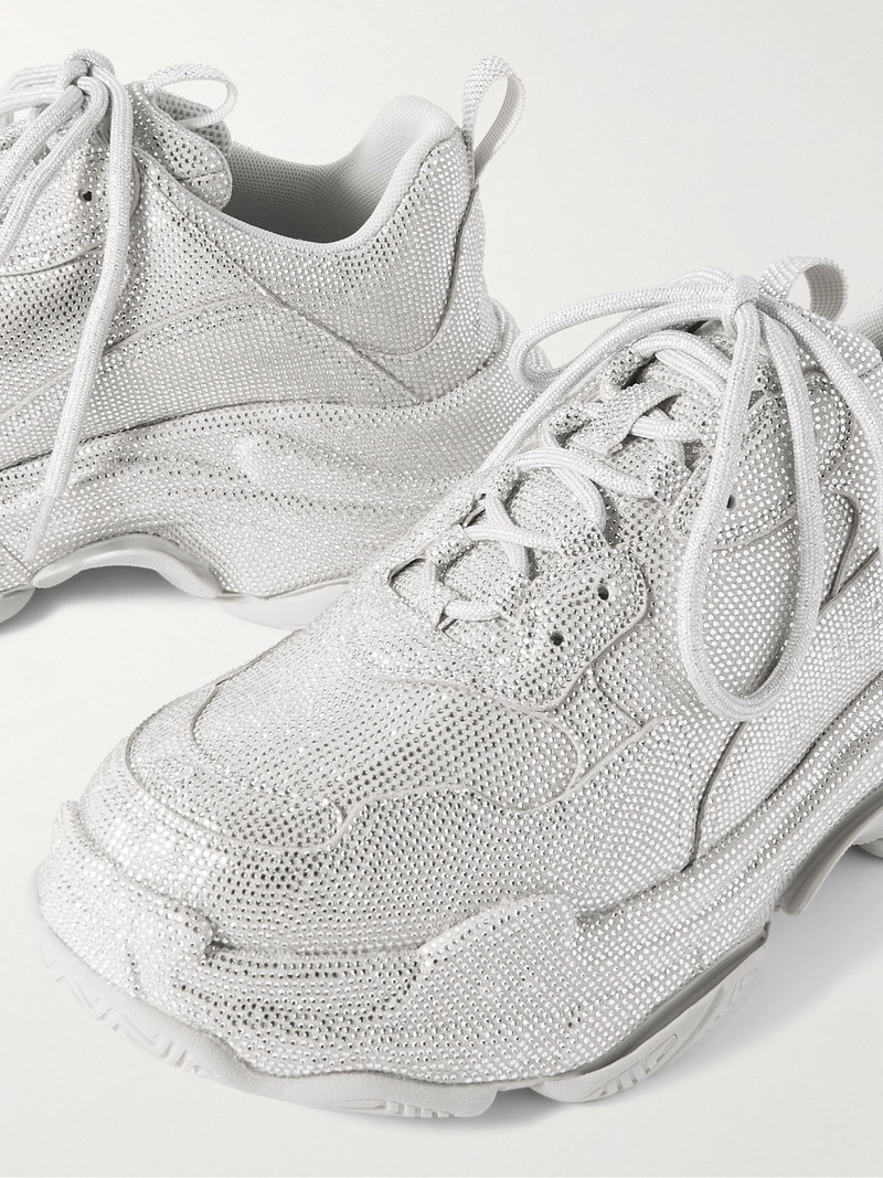 Triple S Rhinestone-Embellished Microfibre Sneakers Off-white 6