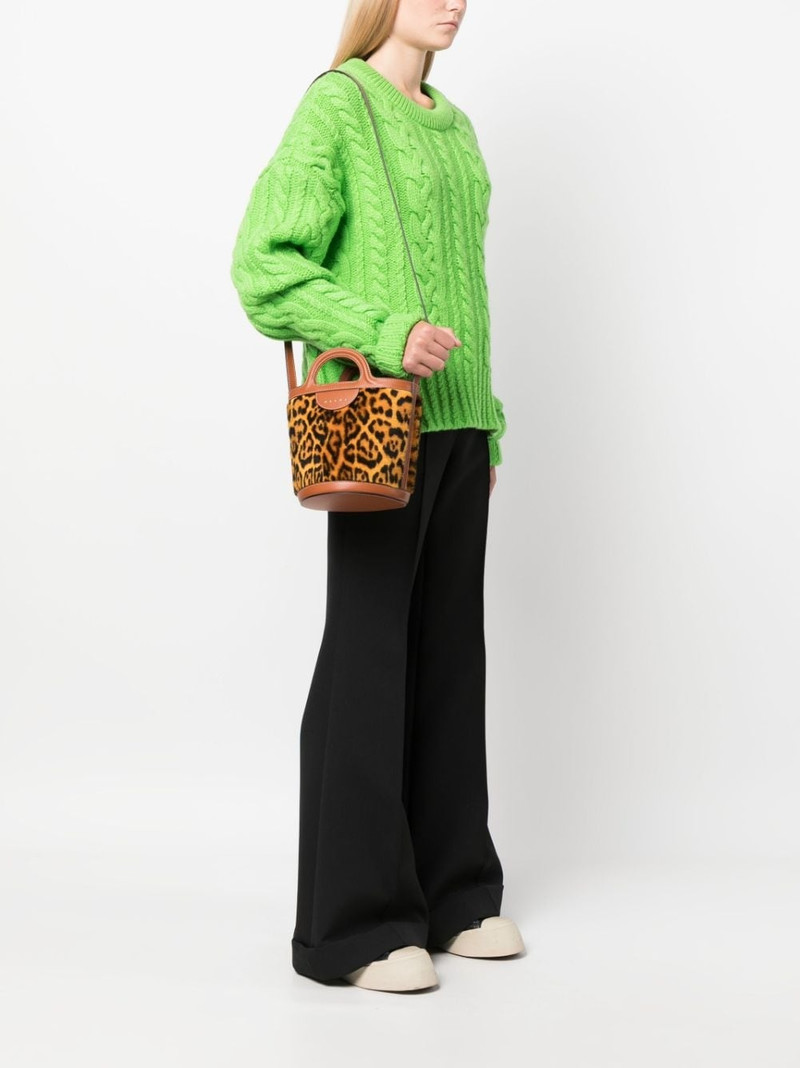 Marni Leopard-print leather bucket bag outlook