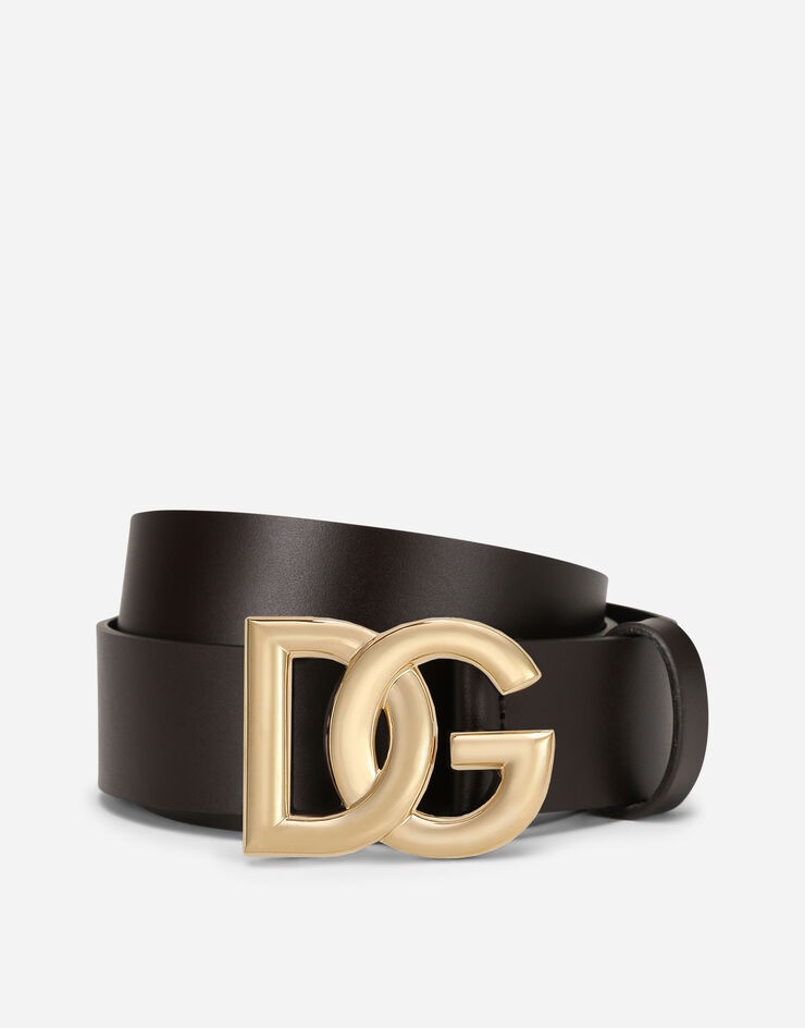 Lux leather belt with crossover DG logo buckle - 1