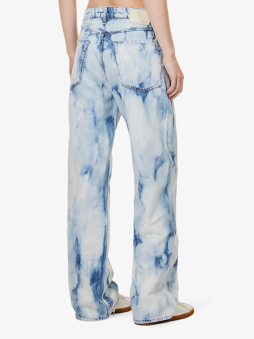 Logan tie-dye wide-leg mid-rise denim jeans - 4