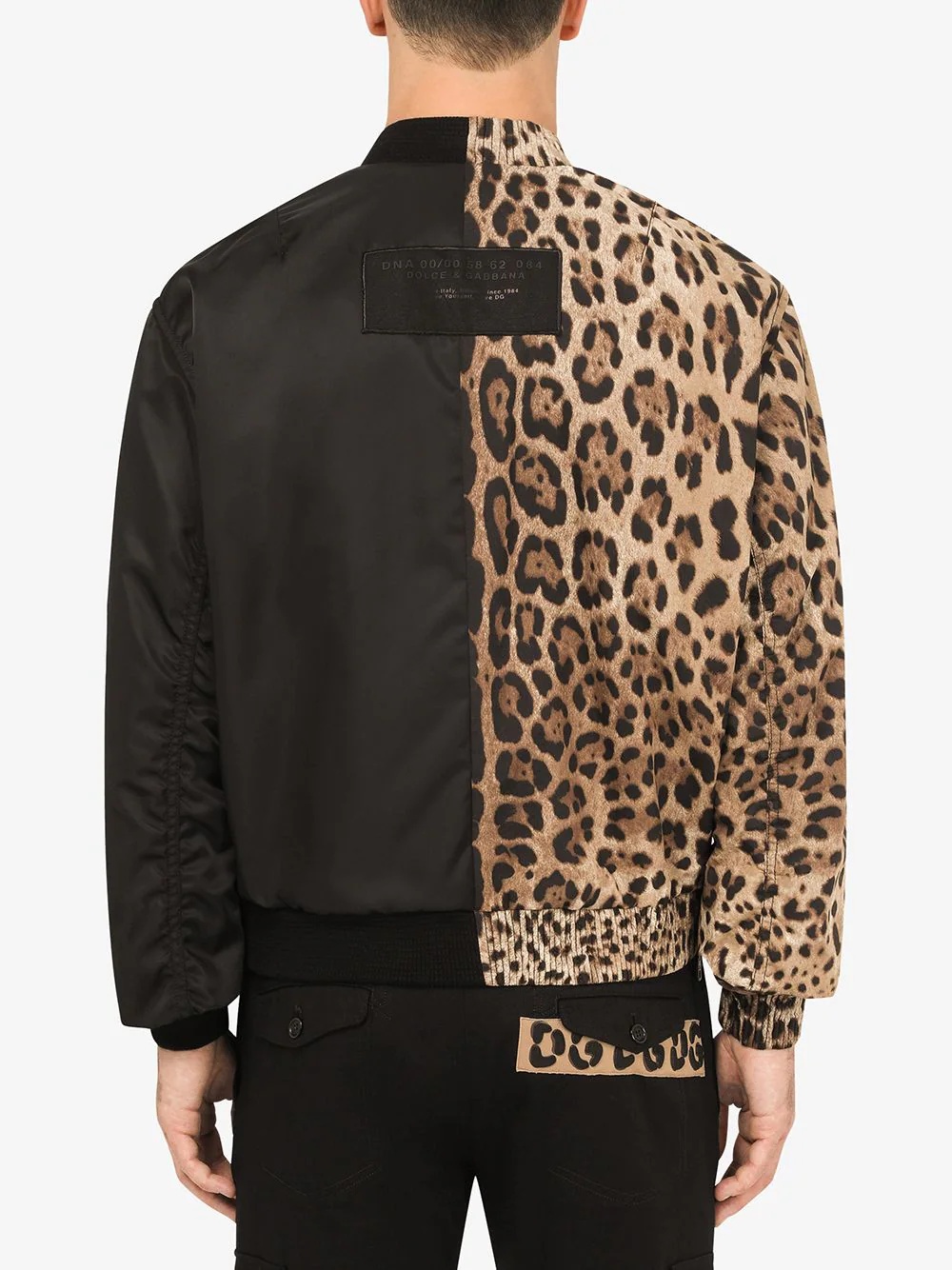 leopard-print spliced bomber jacket - 4