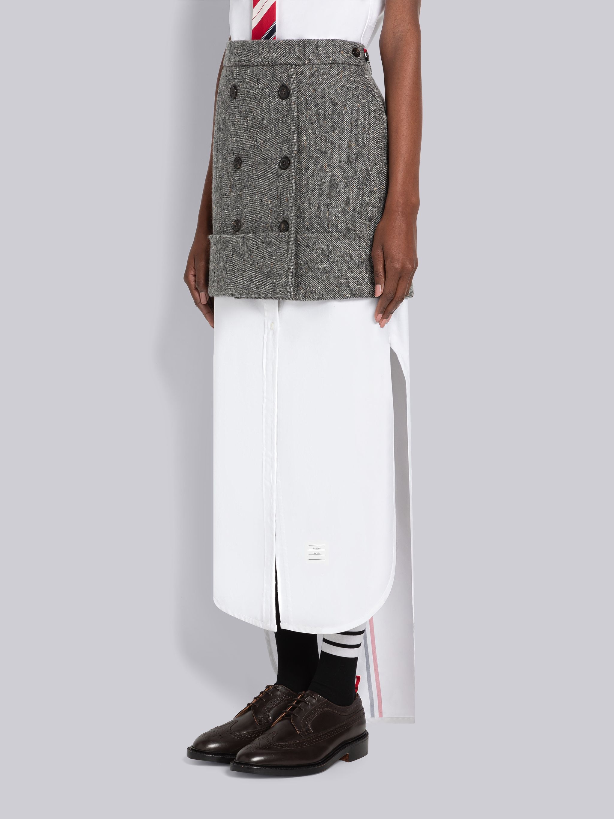 Donegal Wool Double Breasted Sack Mini Skirt - 2