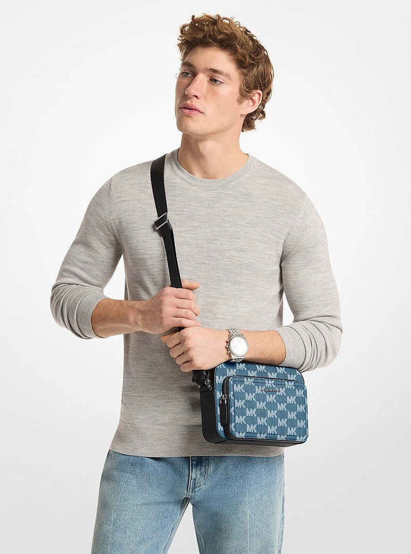 Cooper Logo Jacquard Denim Flight Bag 4