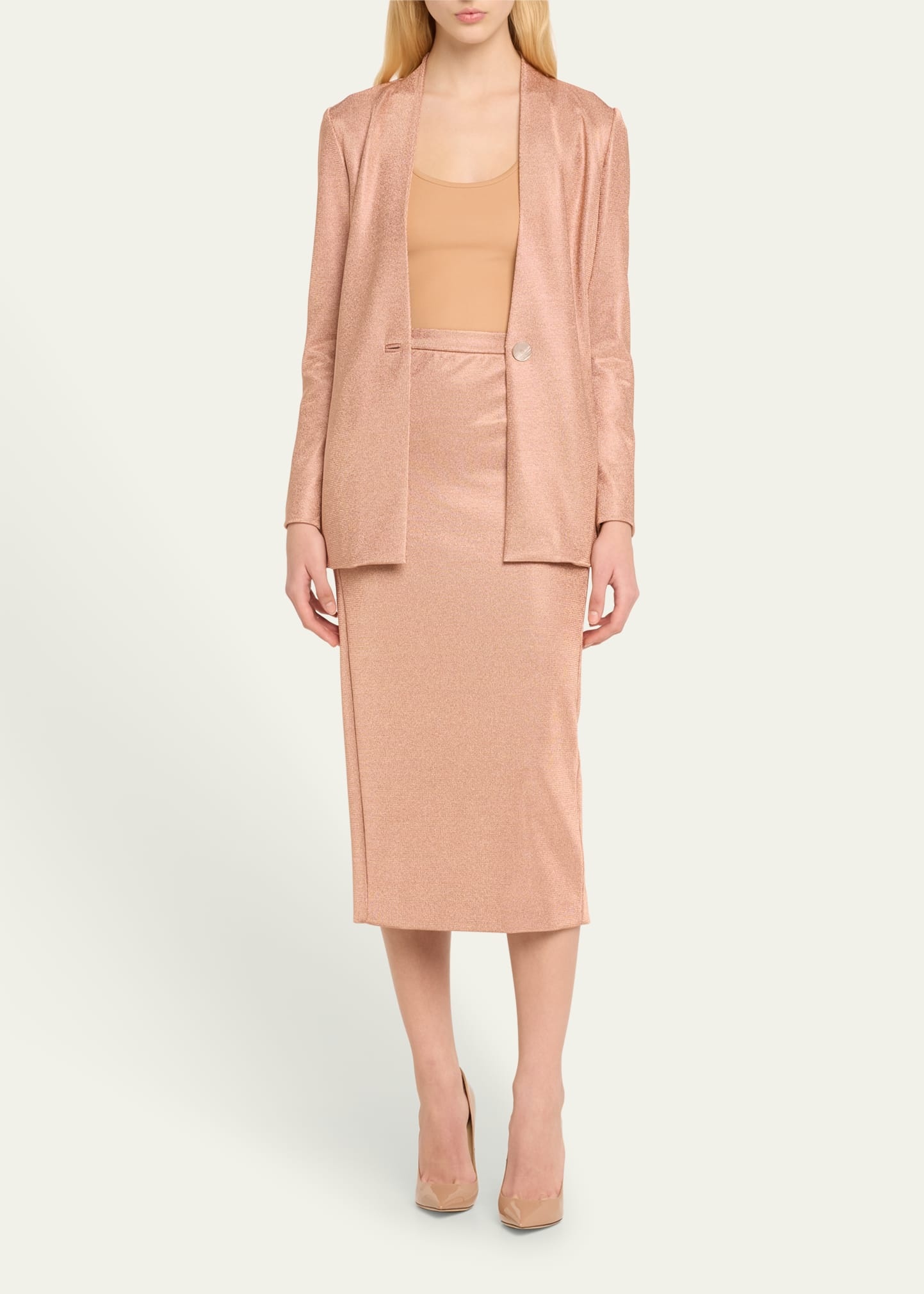 Lurex Bonded Jersey Pencil Skirt - 2