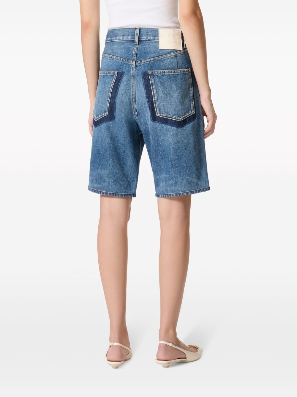 high-waisted denim shorts - 4