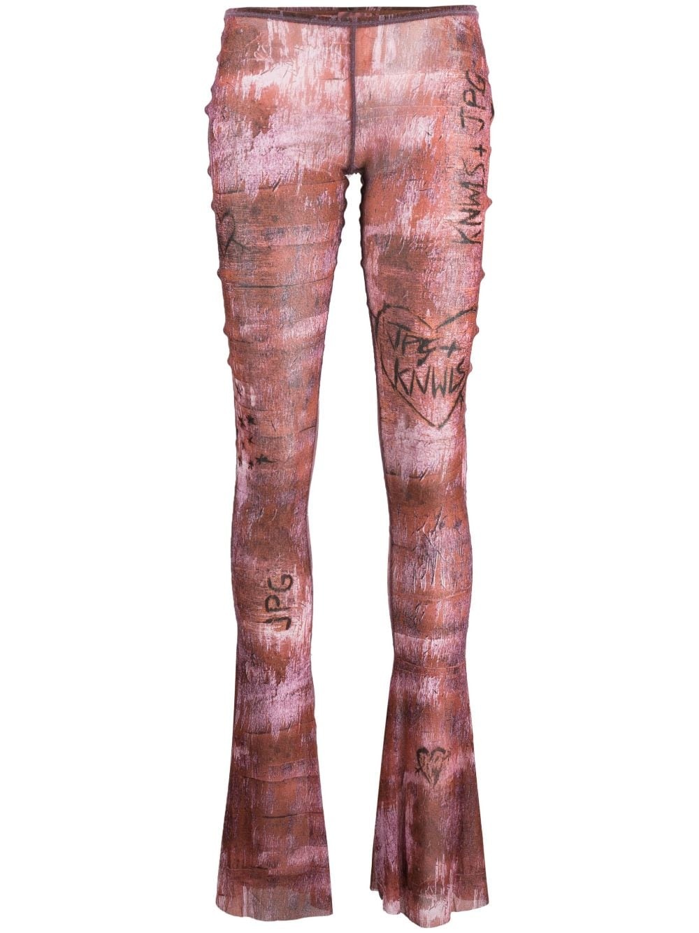 x KNWLS graphic-print flared trousers - 1