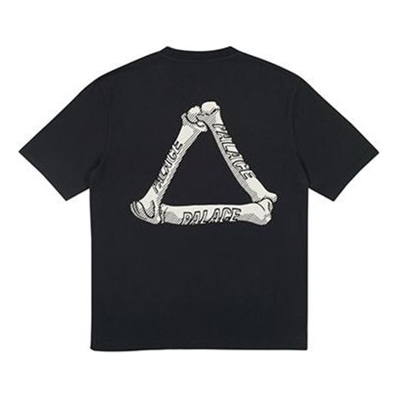 PALACE Bones Black Letter Round collarShort-sleeveTee Unisex Black PAL-SS18-050 - 1