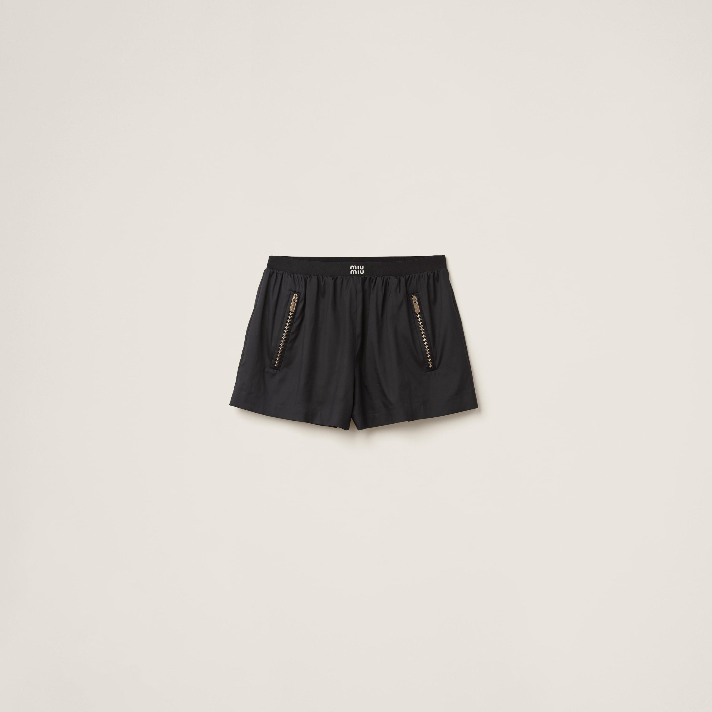 Technical silk shorts with printed logo - 1