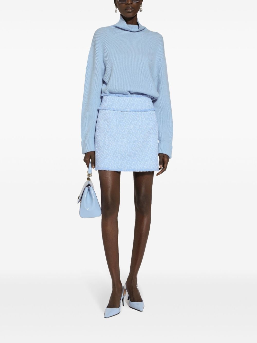 high-rise bouclÃ© flared skirt - 3