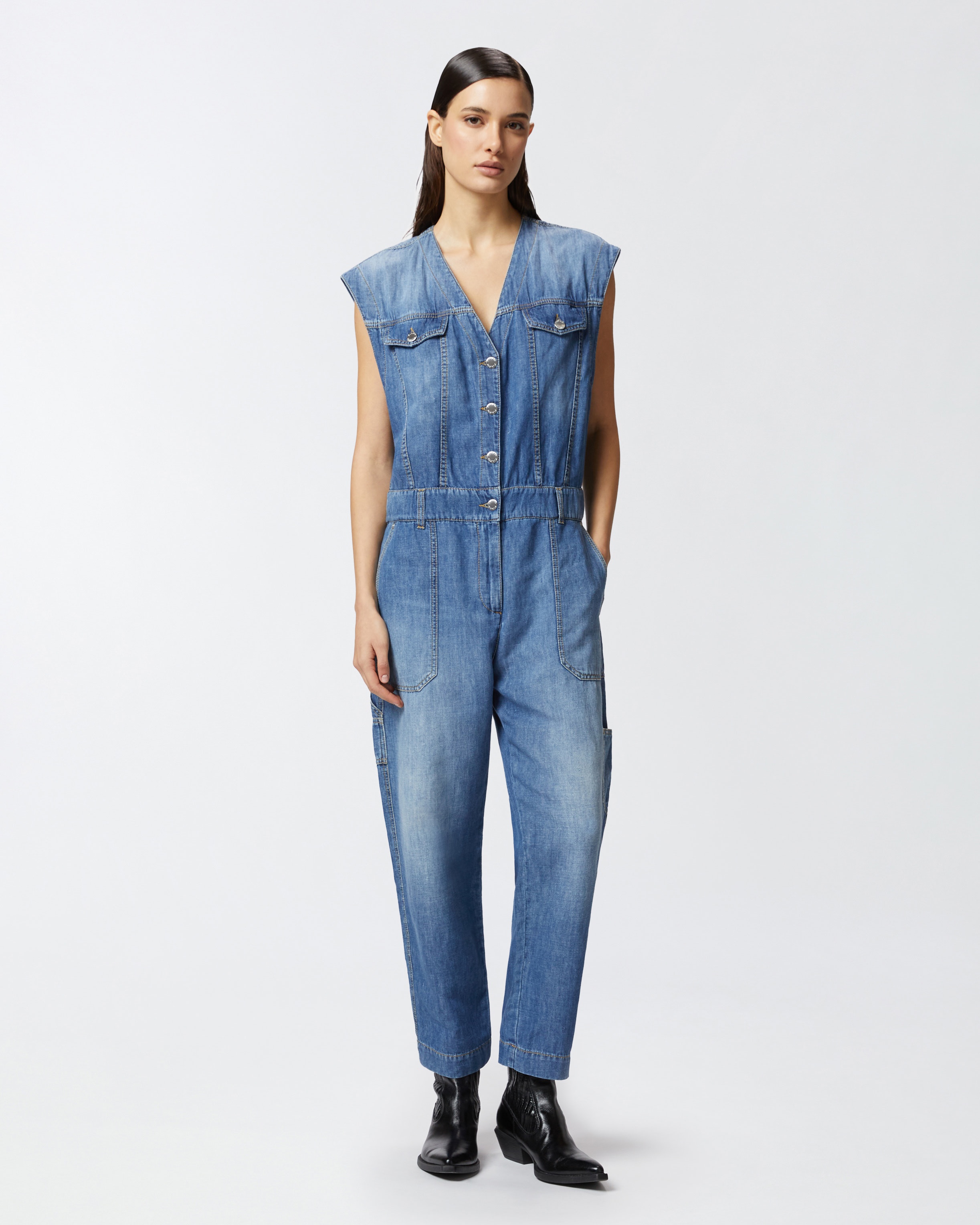 SLEEVELESS DENIM JUMPSUIT - 3