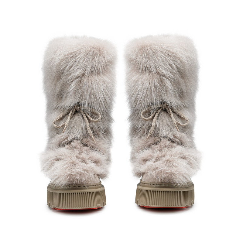 Santoni Women's natural leather and fox ankle boot outlook