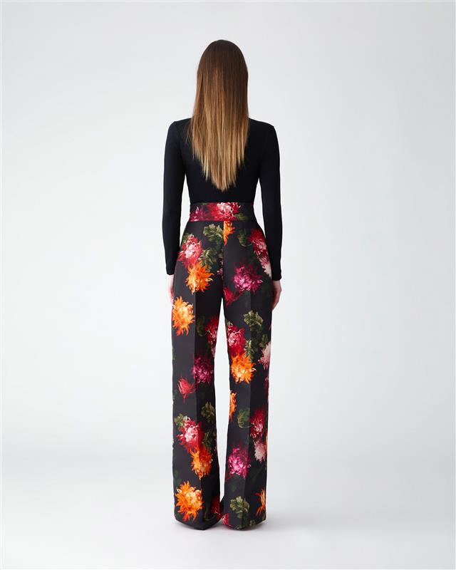 Chrysanthemum-Print Wide-Leg Diane Pants - 3