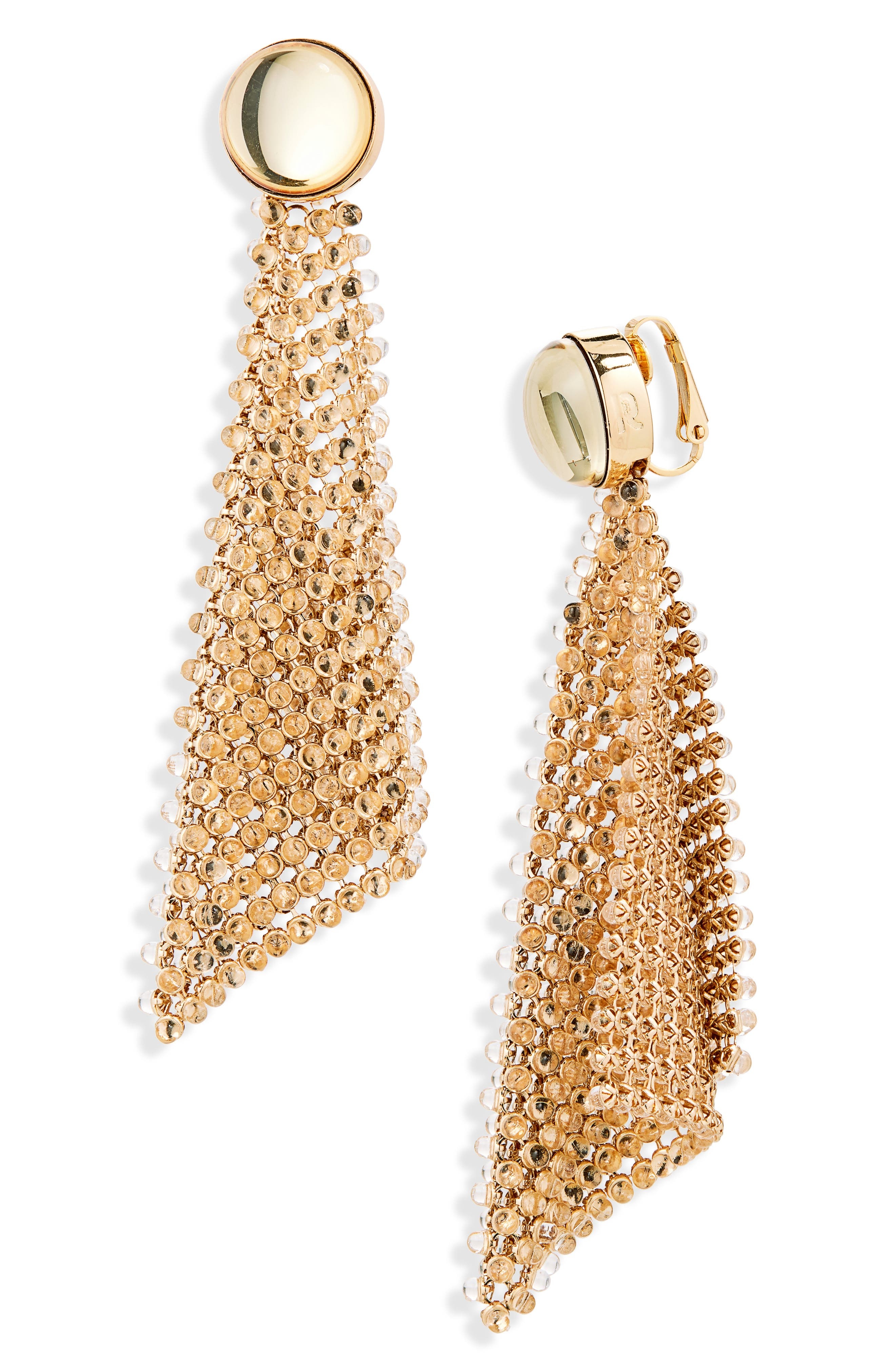 Rabanne Crystal Mesh Drop Earrings in Gold /Transparent at Nordstrom - 1