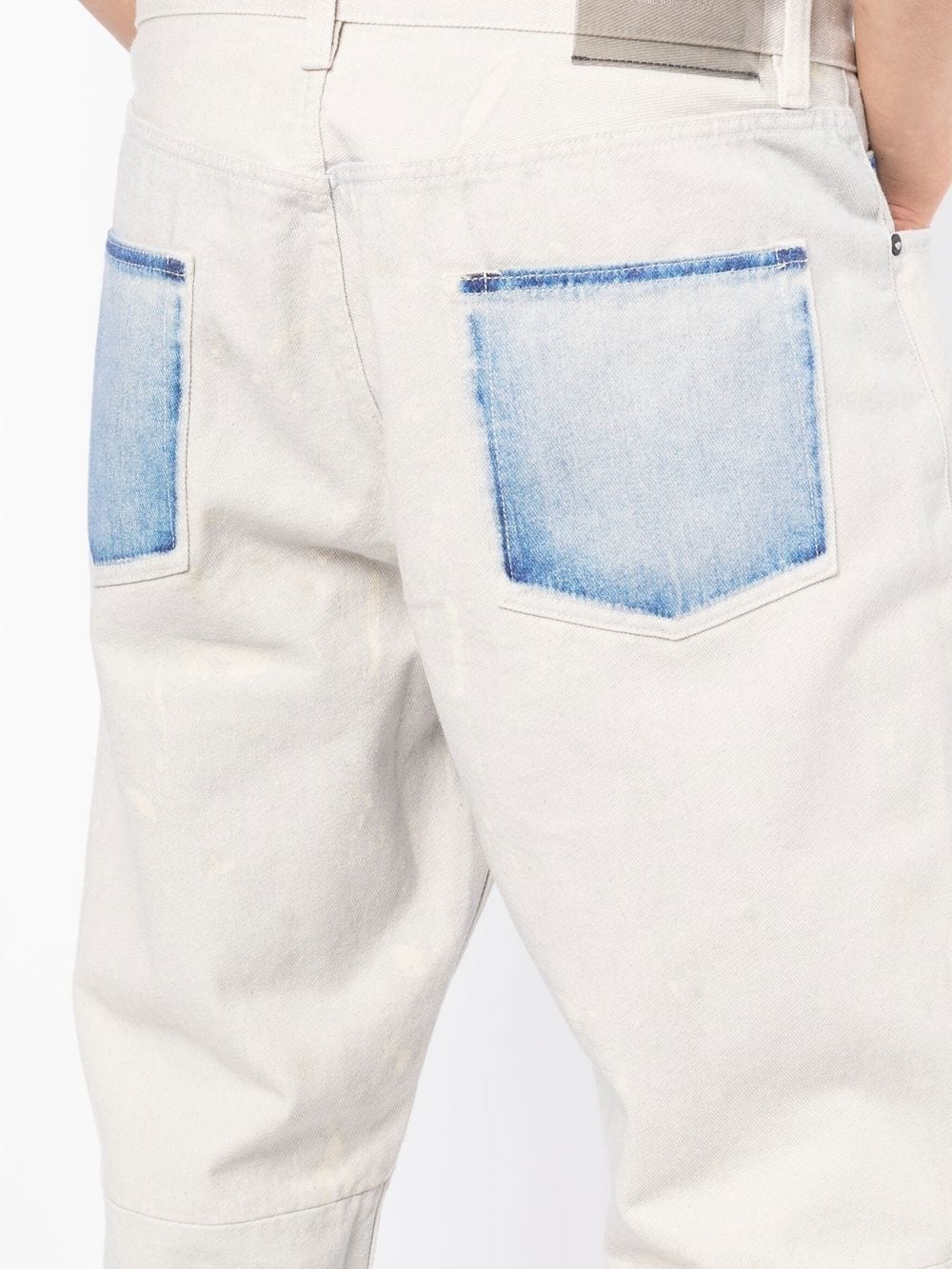 contrasting pocket straight jeans - 5