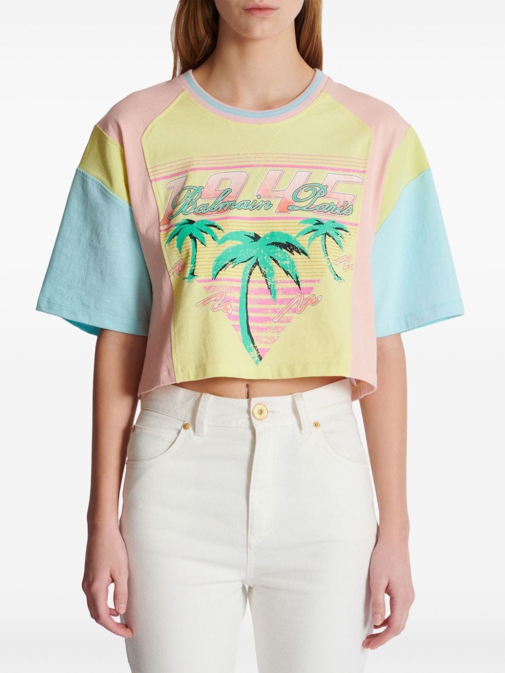 Palm Tree-print cropped T-shirt - 5