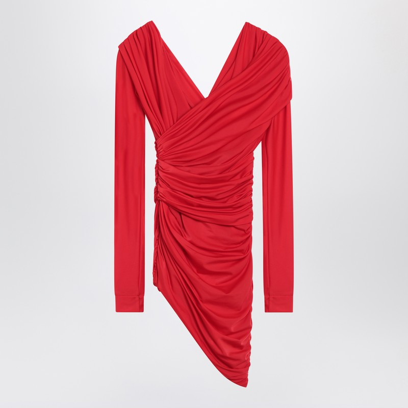 Balenciaga Draped Mini Dress In Red Jersey Women - 2