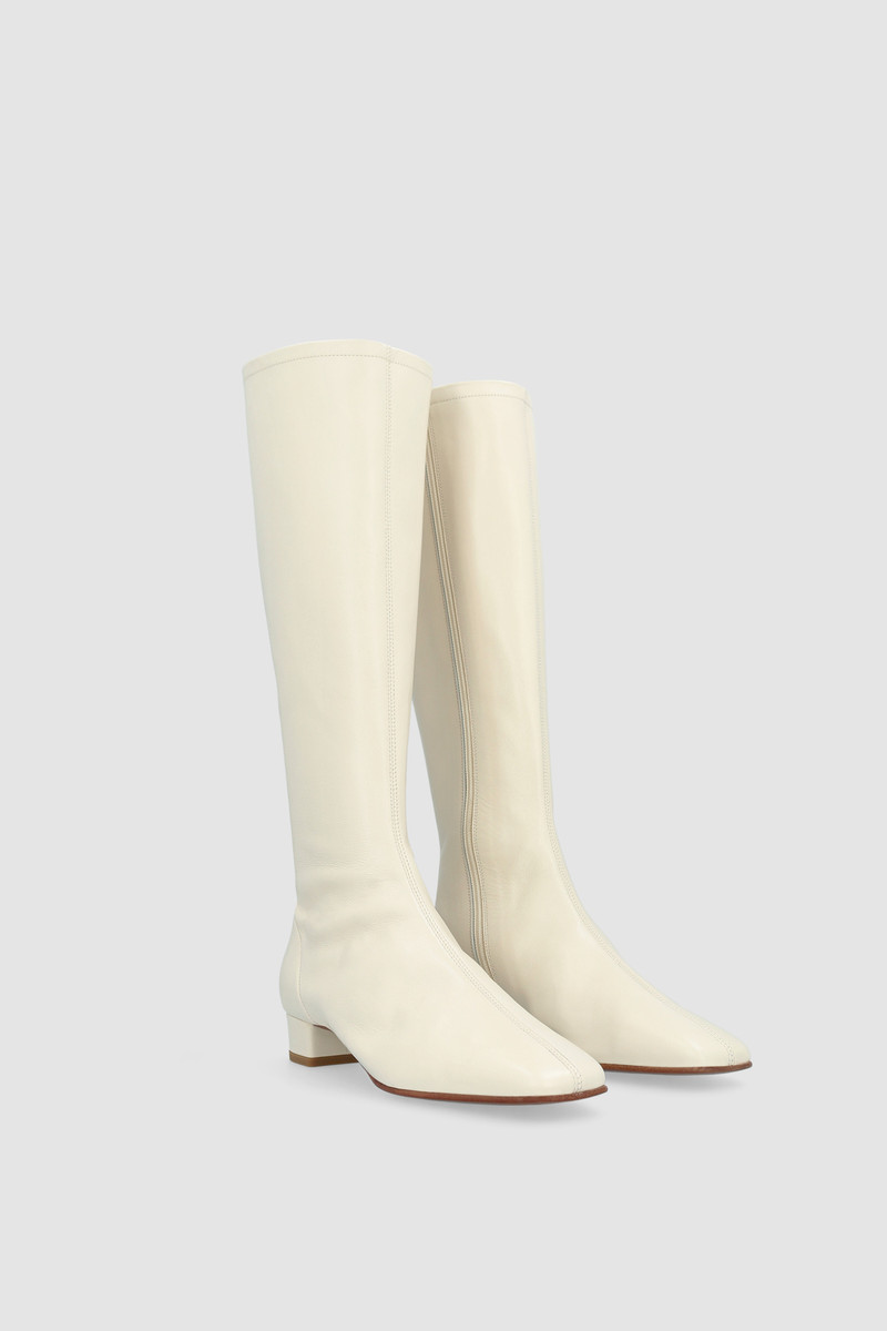 BY FAR Edie Off White Leather Knee-High Boot outlook