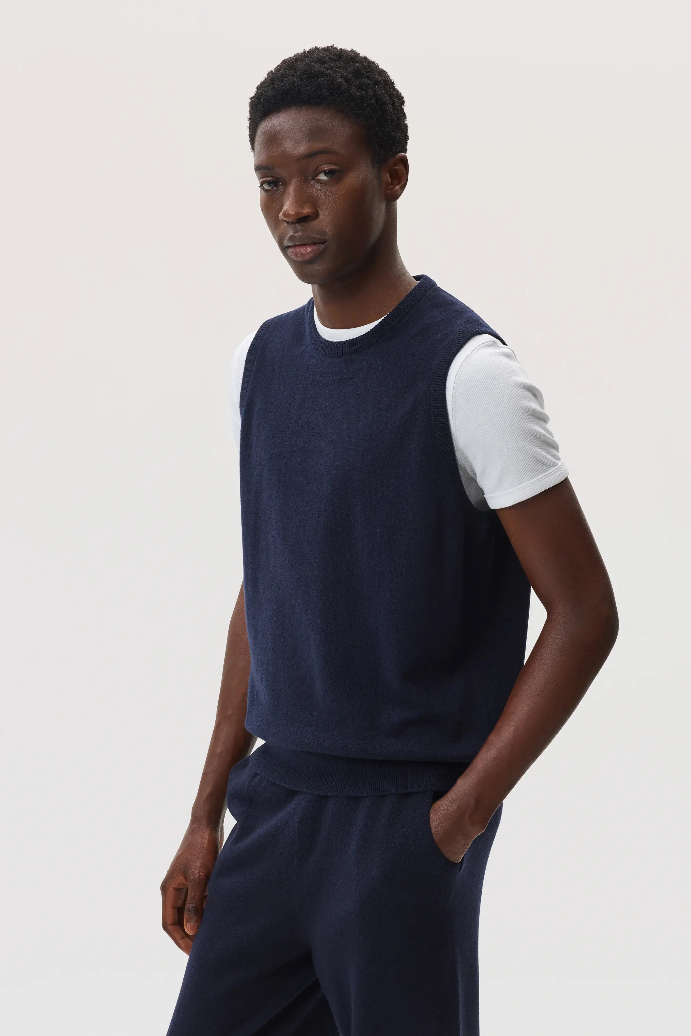 Navy Cashmere Tank - 4