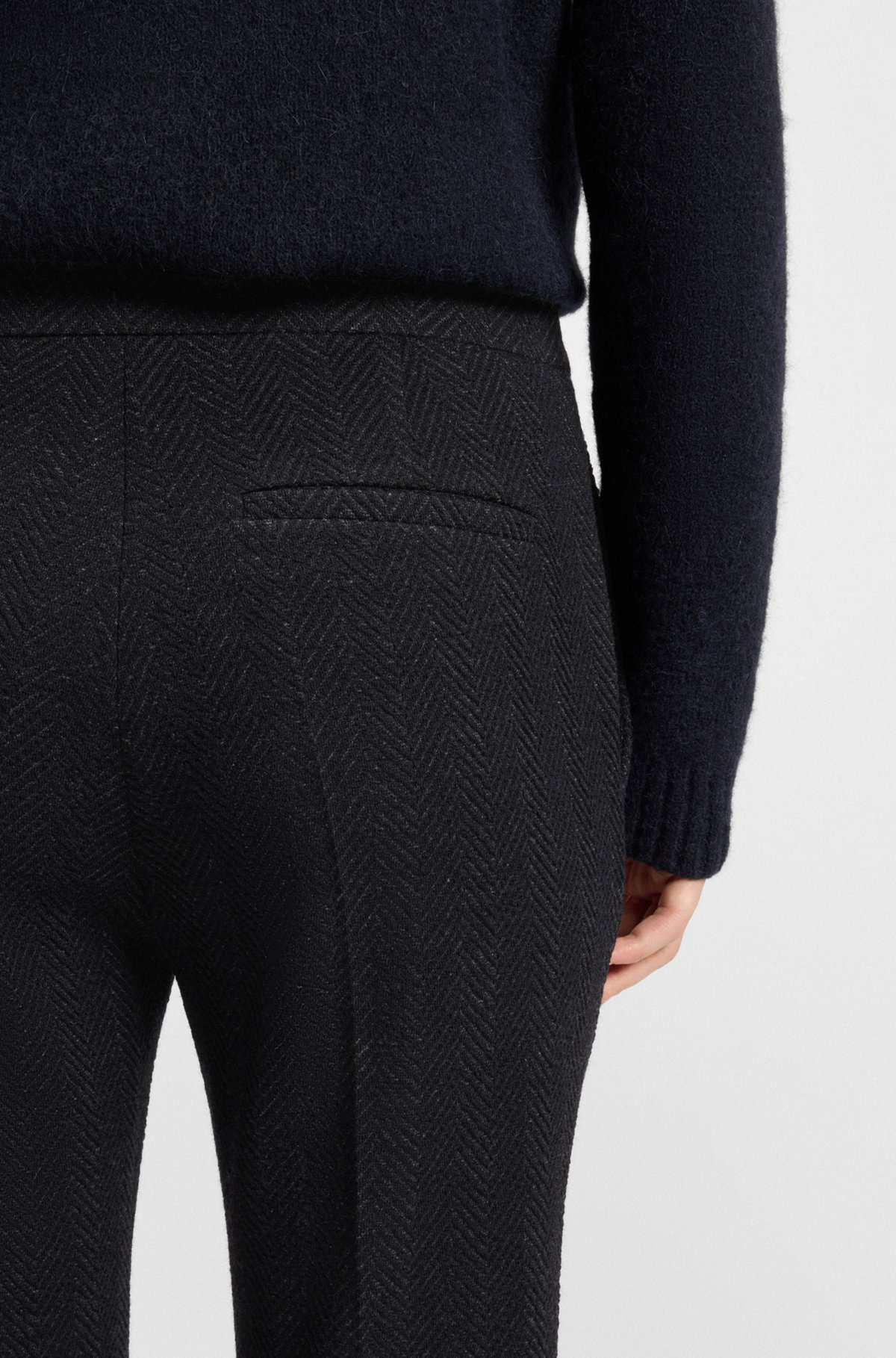 SLIM-FIT TROUSERS IN CREASE-RESISTANT HERRINGBONE STRETCH JERSEY - 5