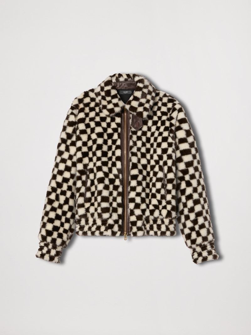 CHECKERED FAUX FUR BLOUSON 1