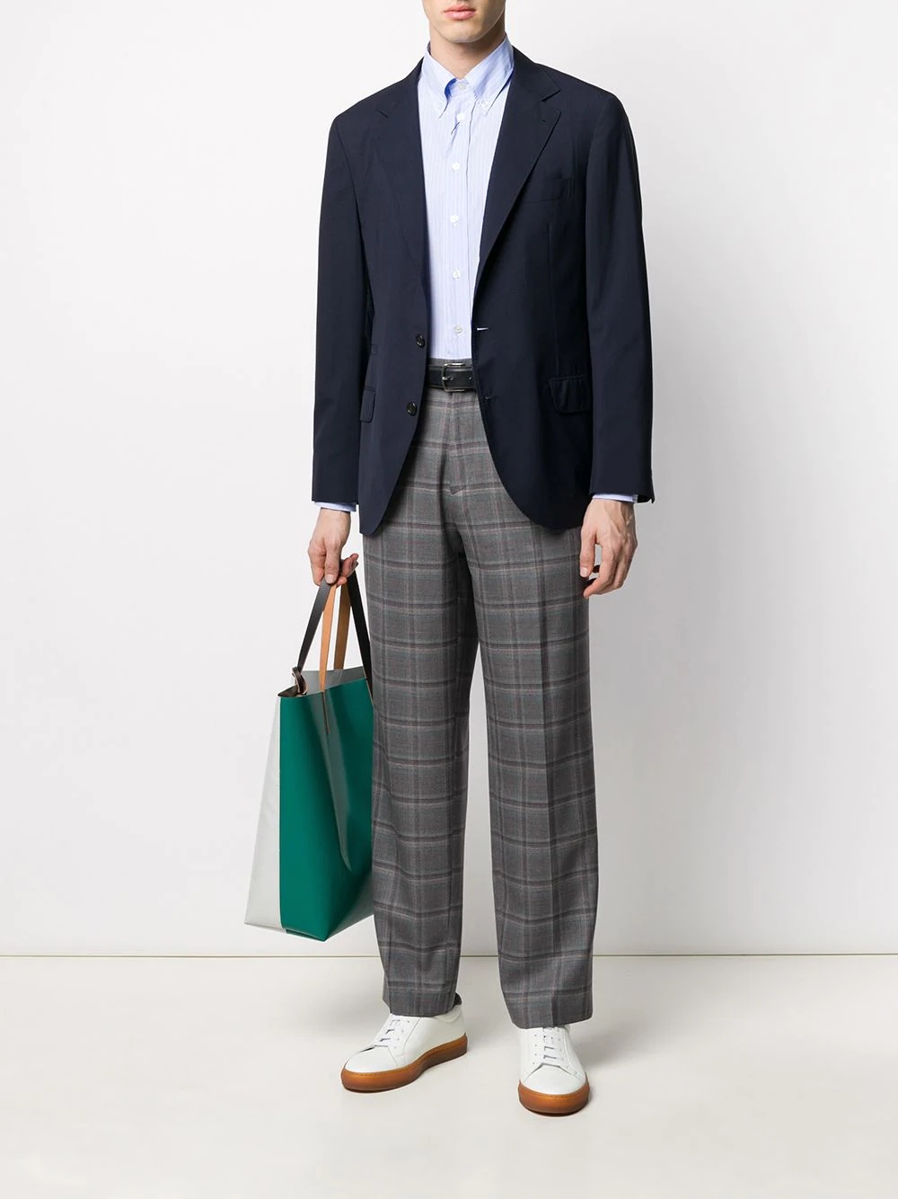 straight-leg checked pattern trousers - 2