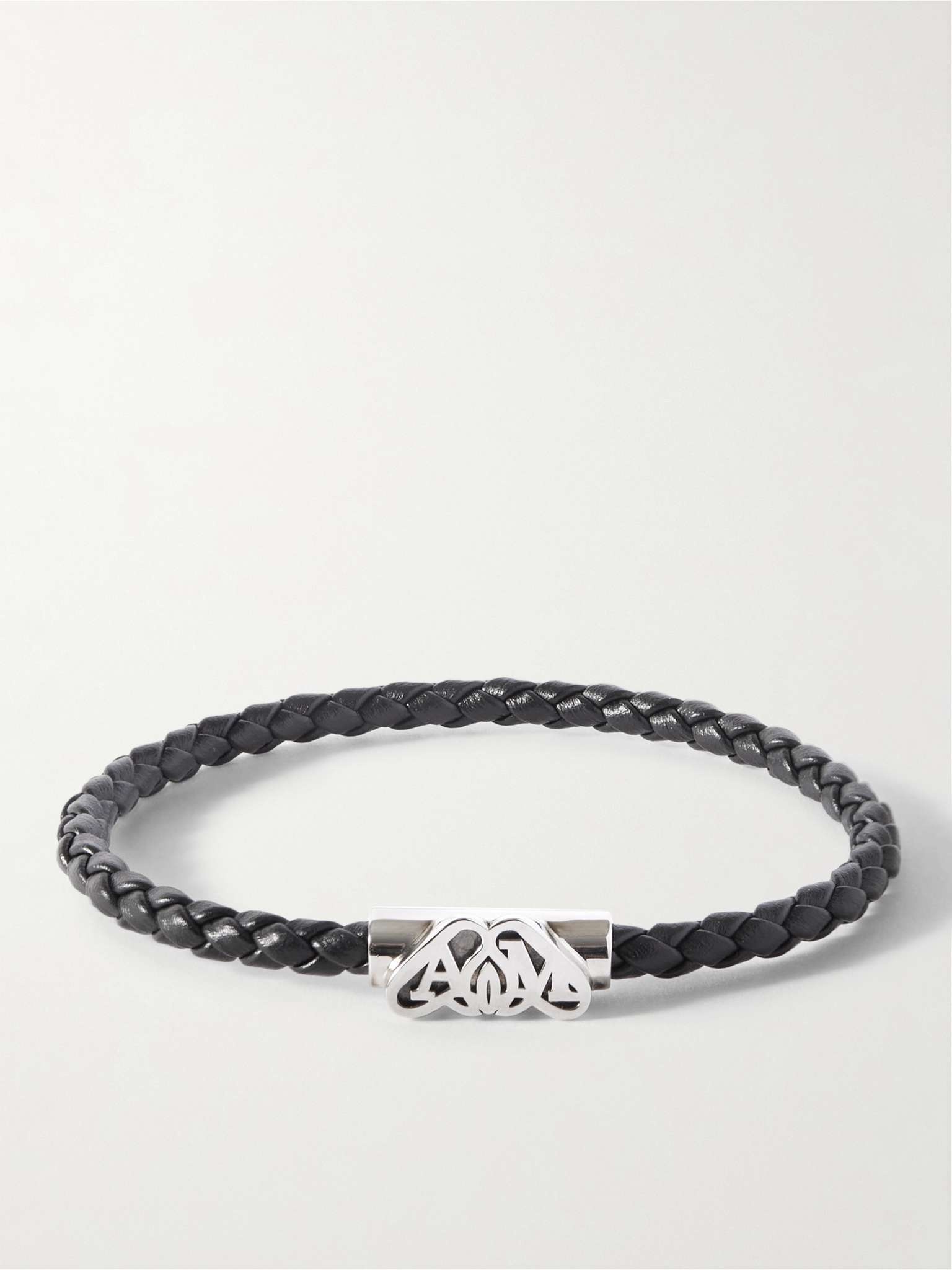 Braided Leather and Silver-Tone Bracelet - 1