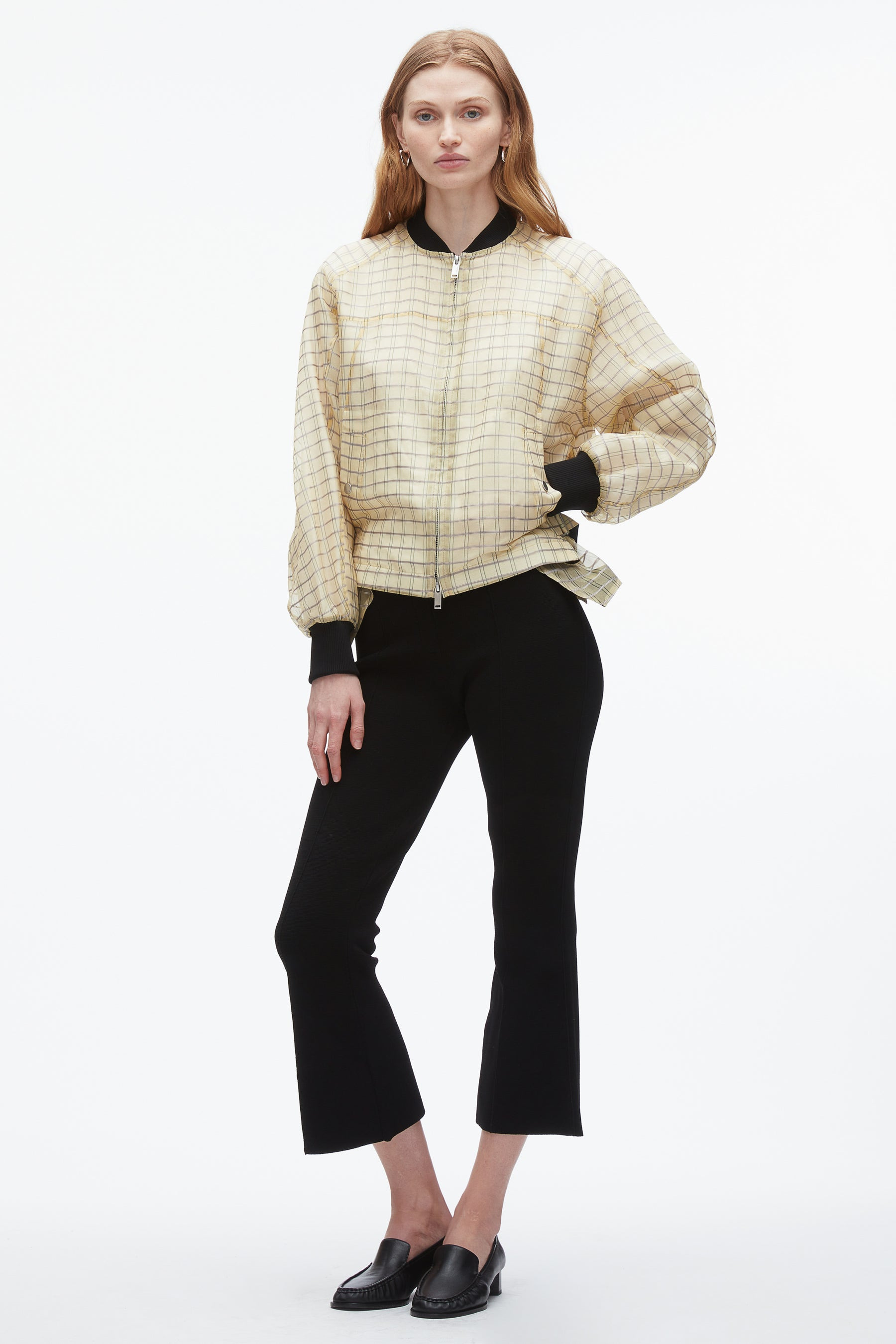 Plaid Organza Bomber Jacket - 1
