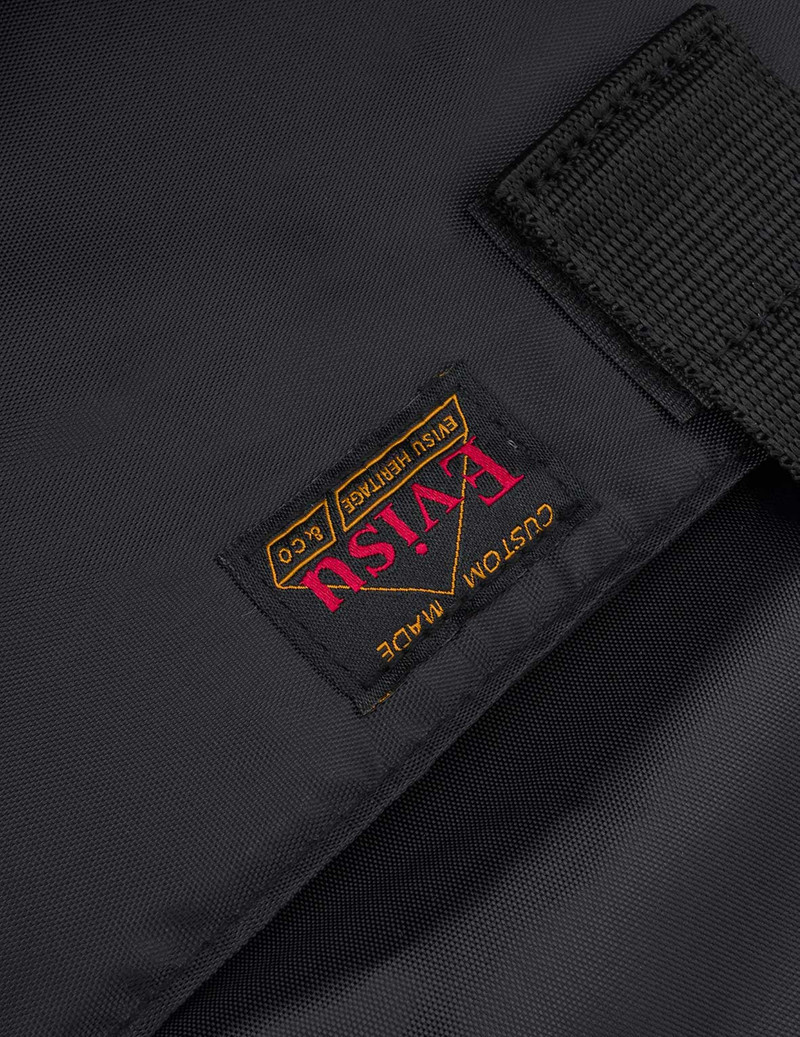 Faux Sticker Logo Print Denim Backpack 11