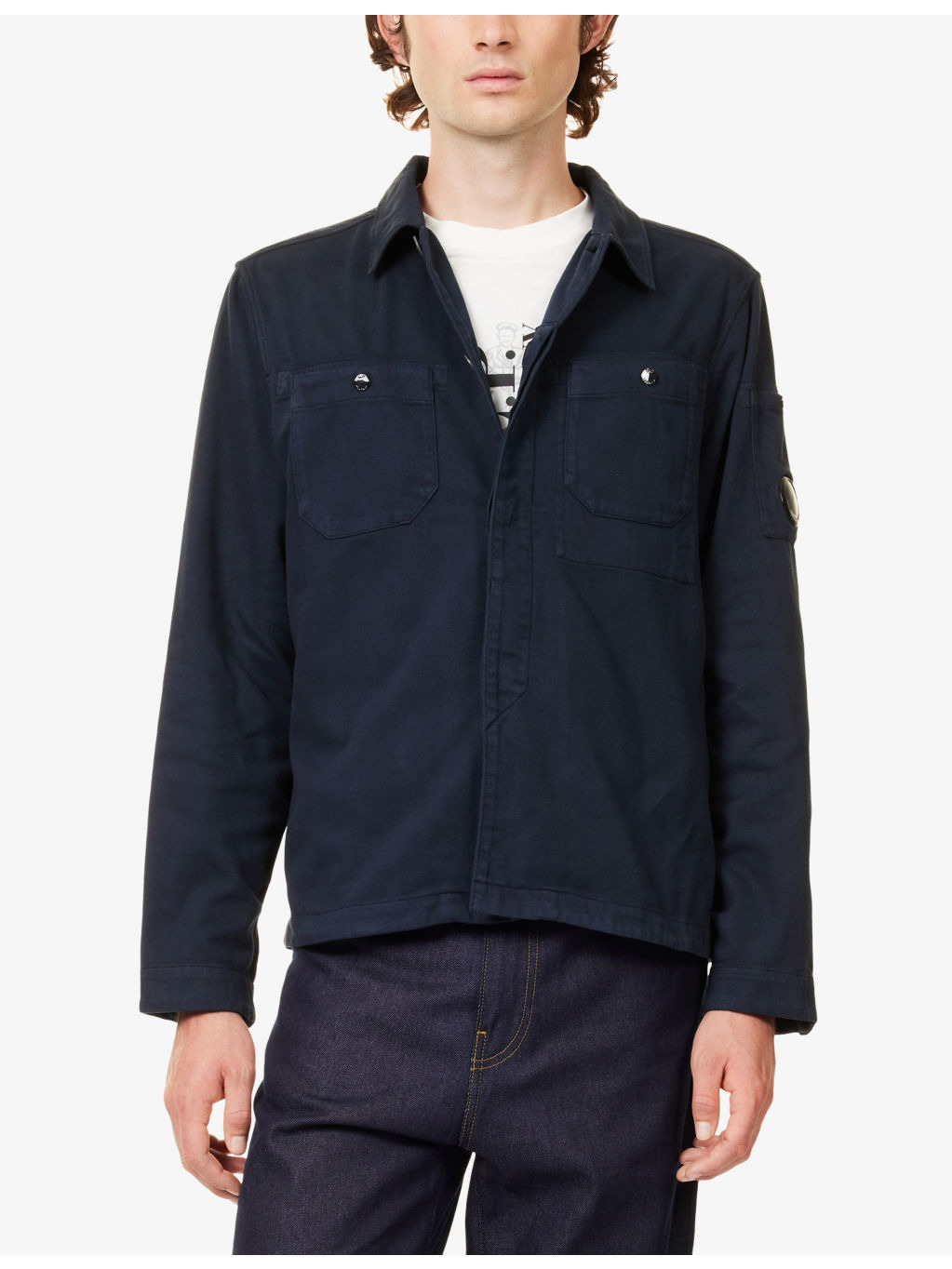 Brand-Patch Patch-Pocket Cotton Blend Overshirt - 3