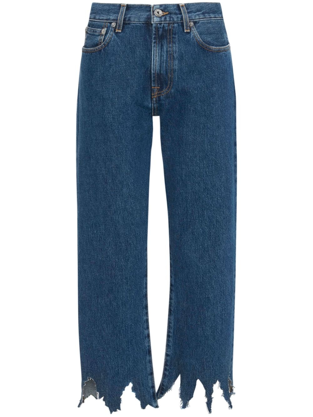 logo-patch laser-cut detail straight-leg jeans - 1