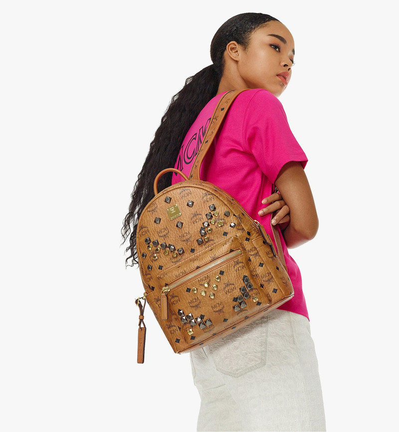 MCM Retro M Studs Stark Backpack in Visetos outlook