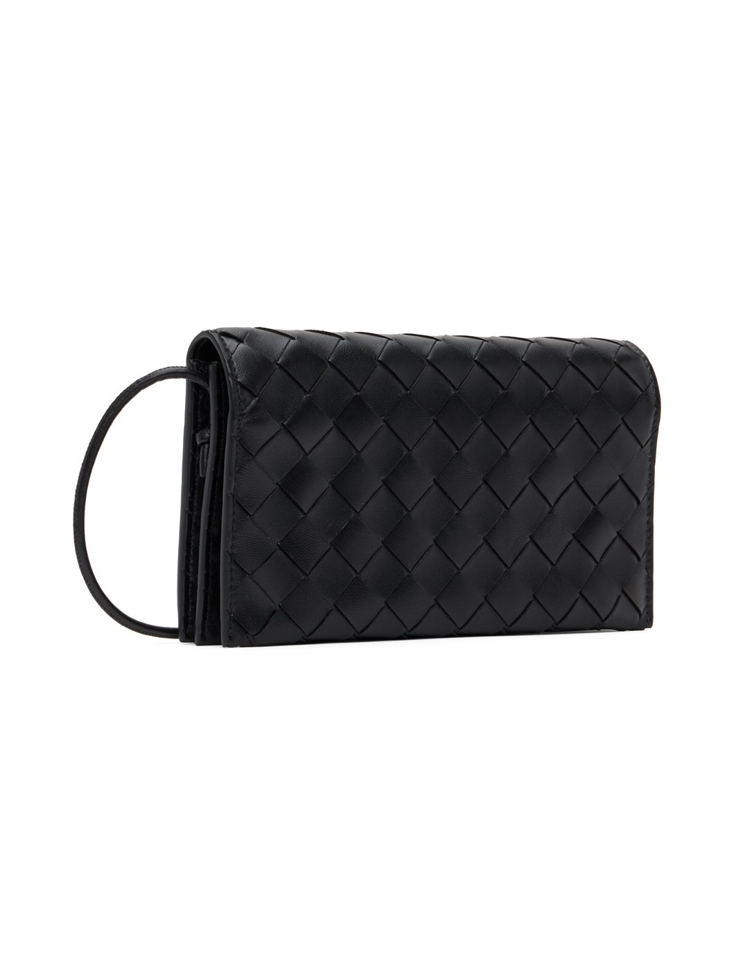 【BOTTEGA VENETA】STRAP WALLET Bottega Veneta - Space Blue Woven Leather Wallet W/ Strap