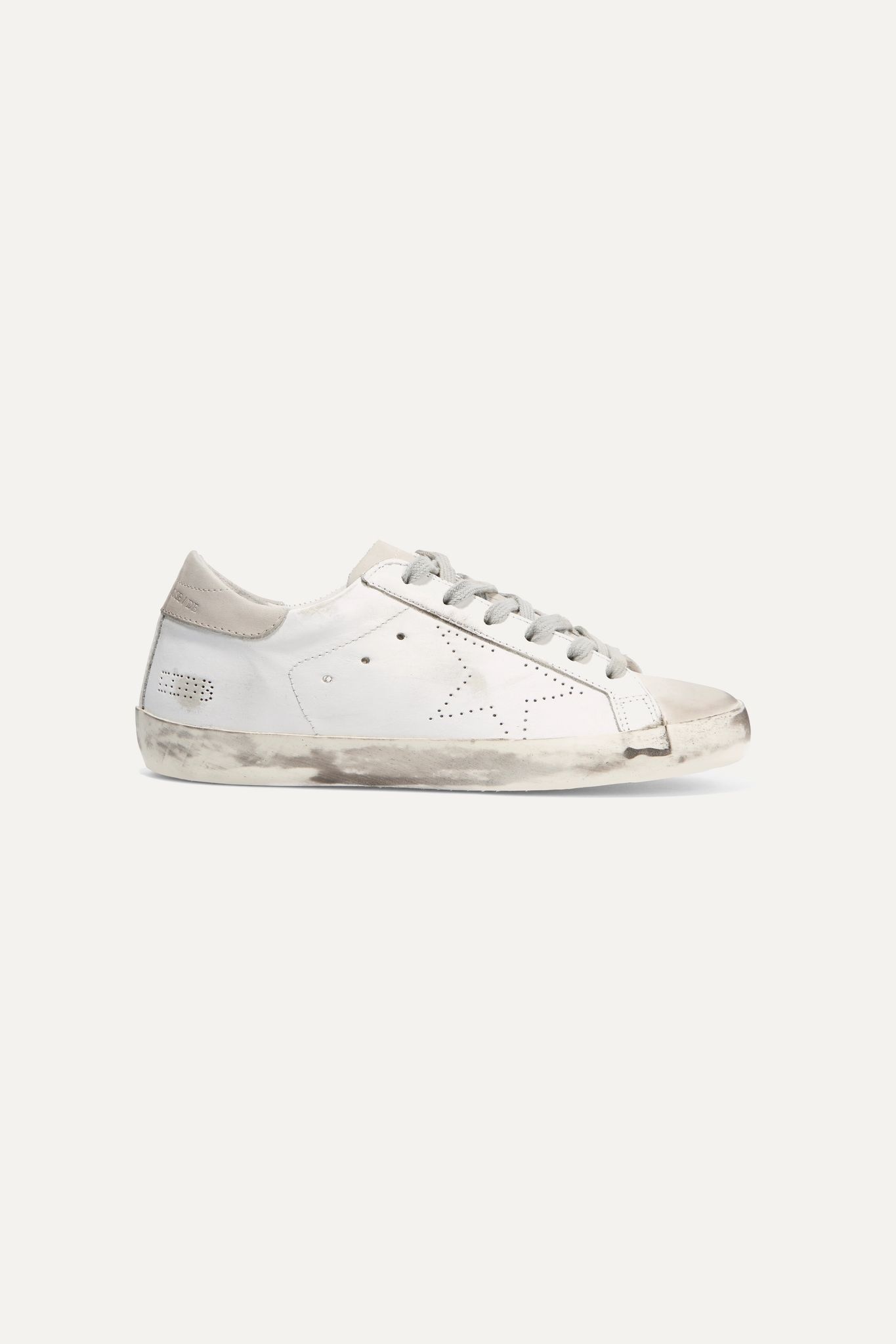 Superstar distressed leather and suede sneakers  - 1