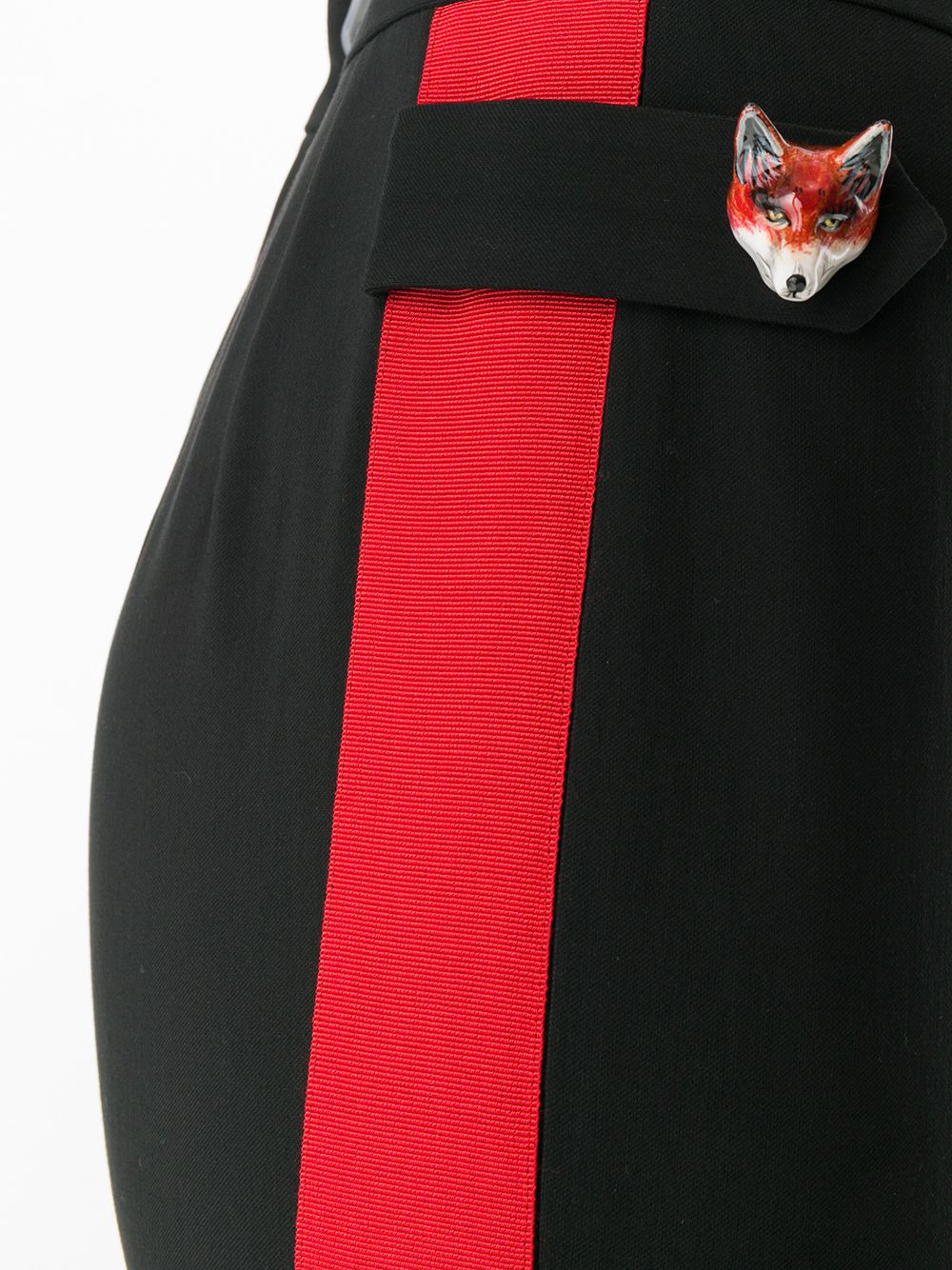 tuxedo stripe fox trim trousers - 5