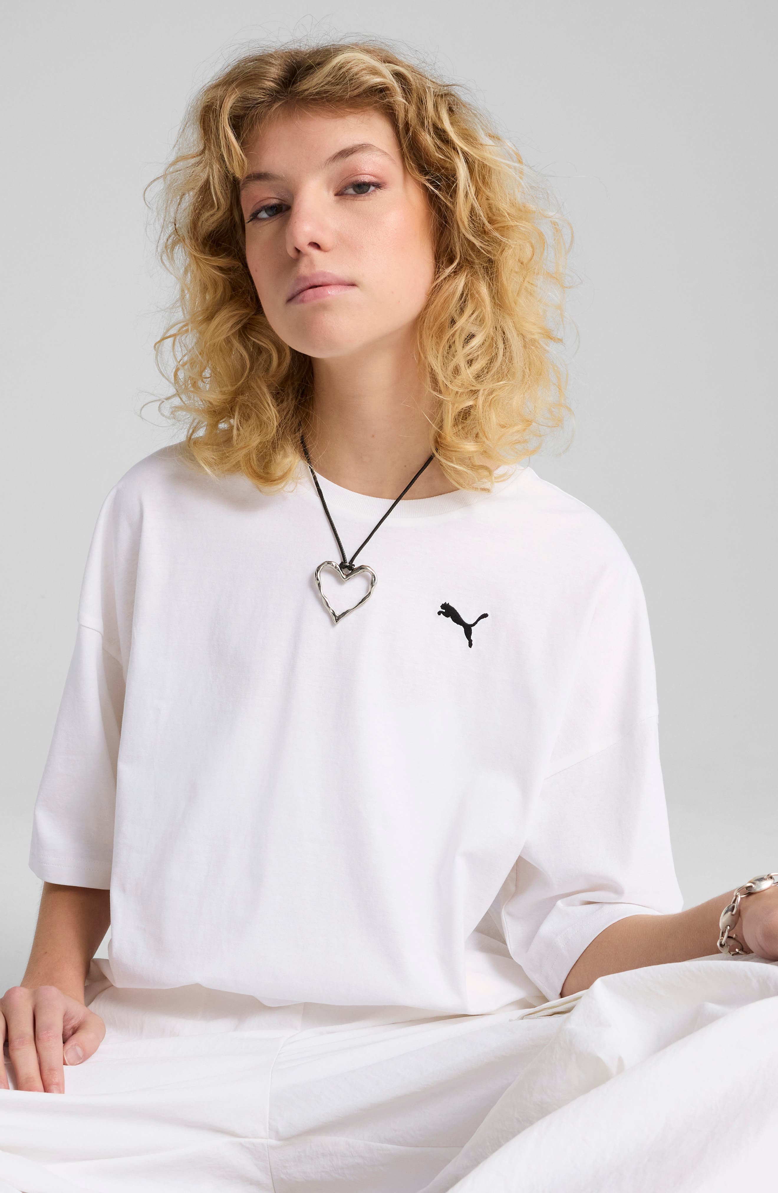 PUMA Oversize Crop Cotton T-Shirt in Puma White at Nordstrom - 4