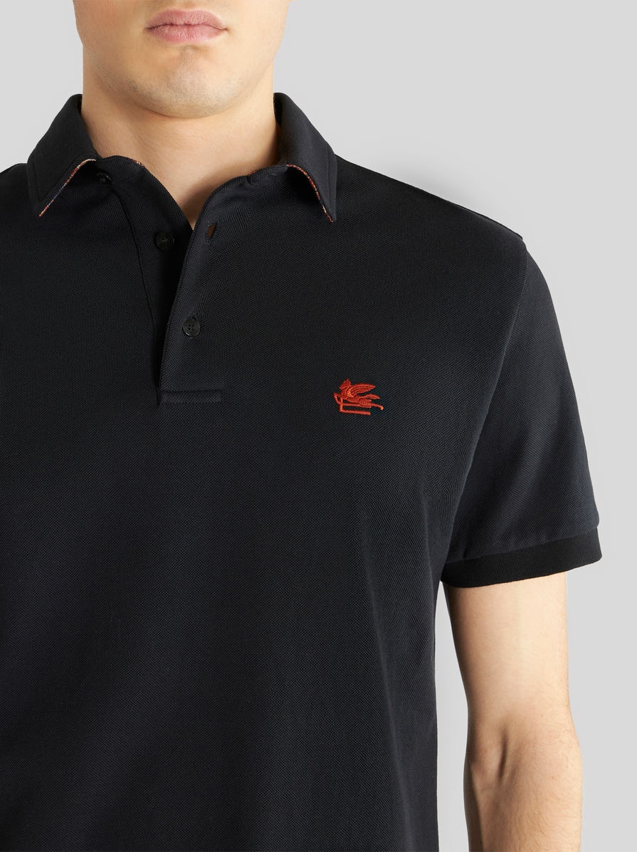 POLO SHIRT WITH LOGO AND PAISLEY UNDERCOLLAR - 3