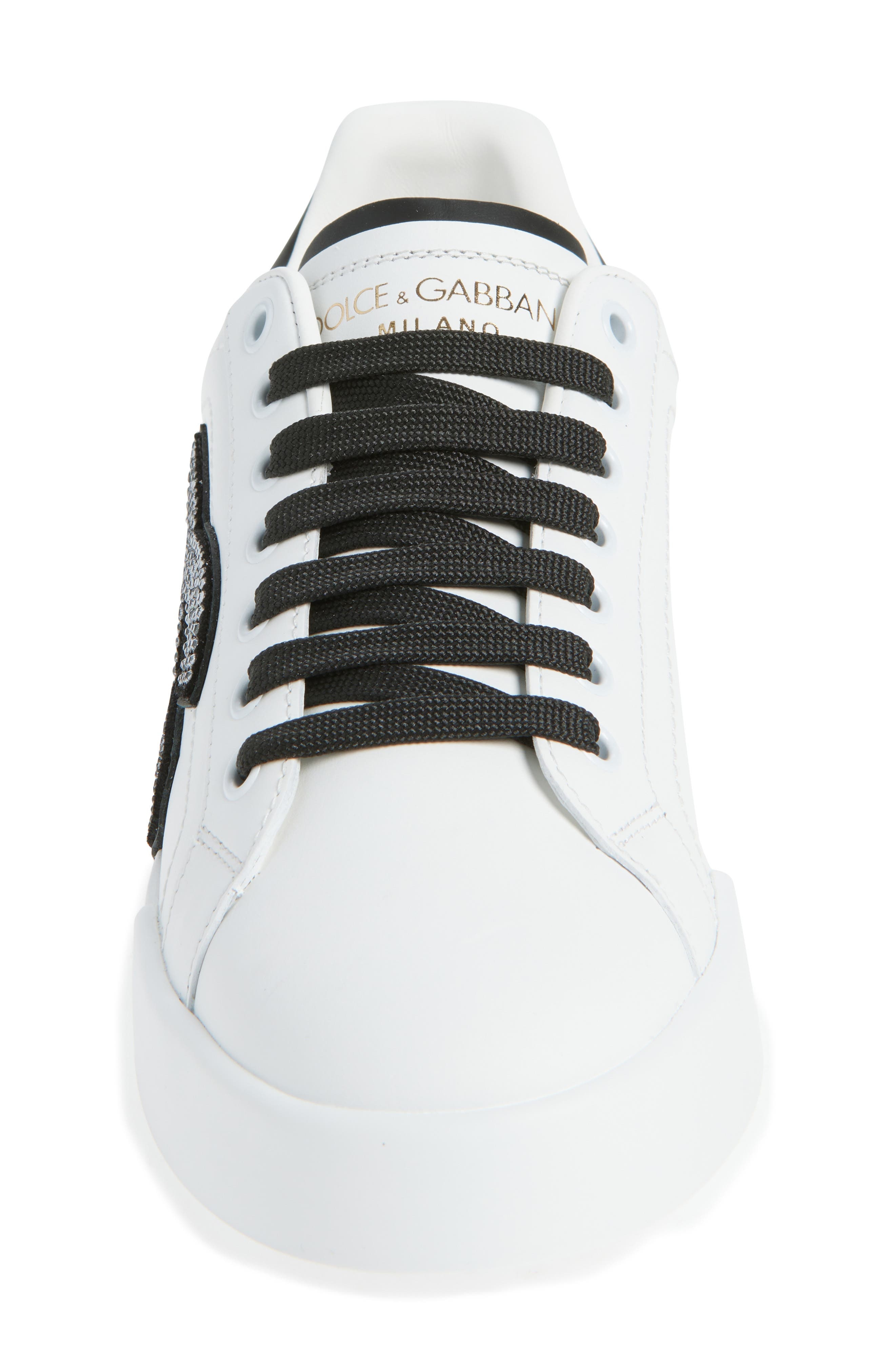 Dolce&Gabbana Portofino Embellished DG Sneaker in 89697 Bianco/Nero at Nordstrom - 4