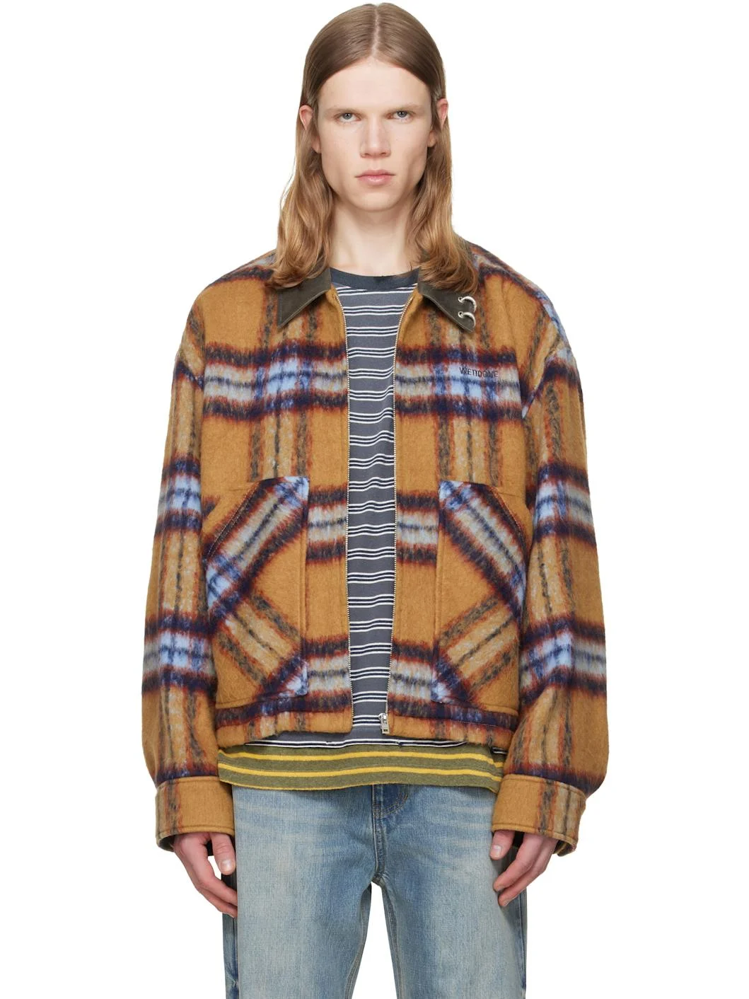 Tan Camel Check Pattern Jacket - 1