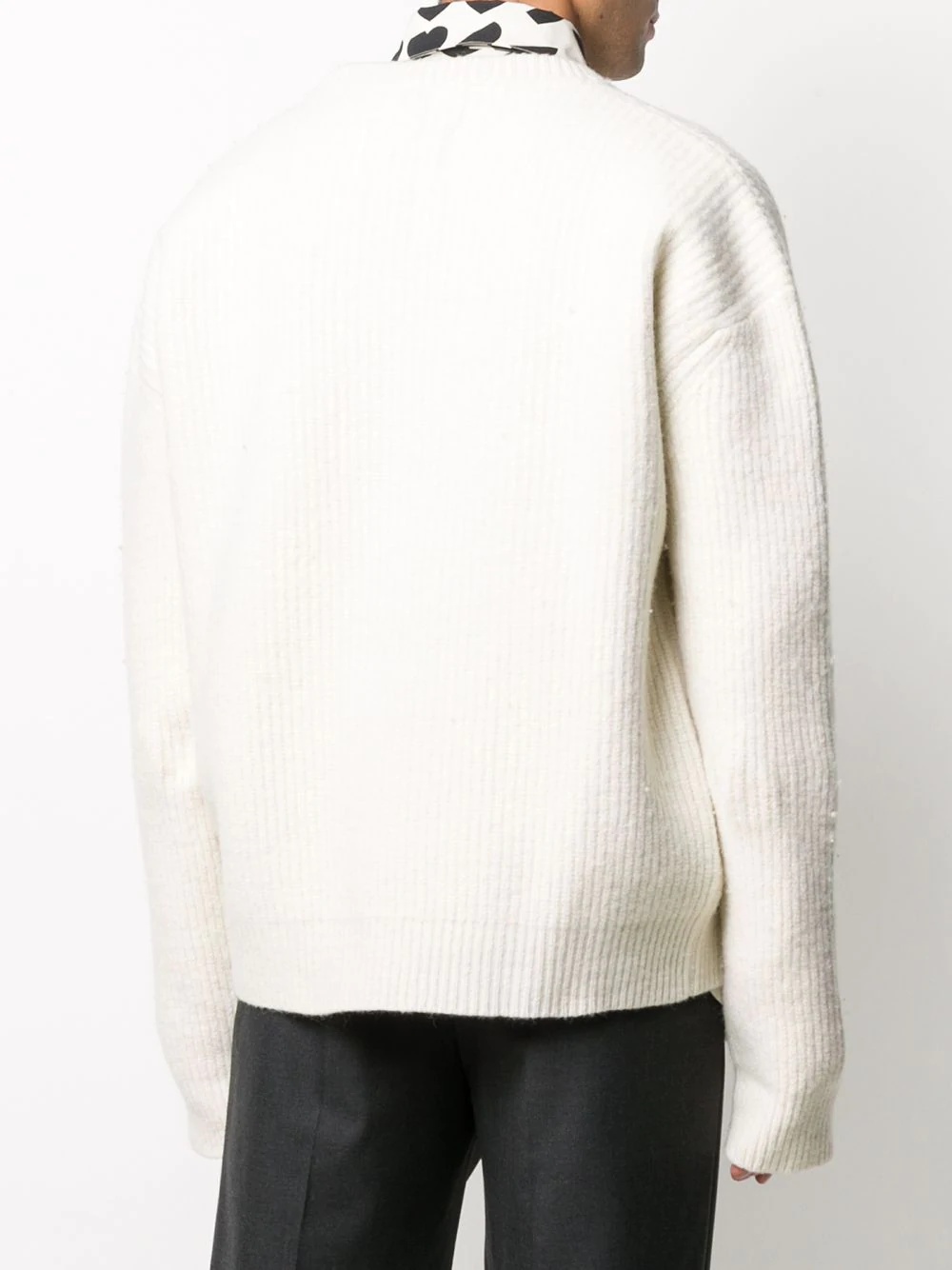 ribbed knit v-neck jumper - 4