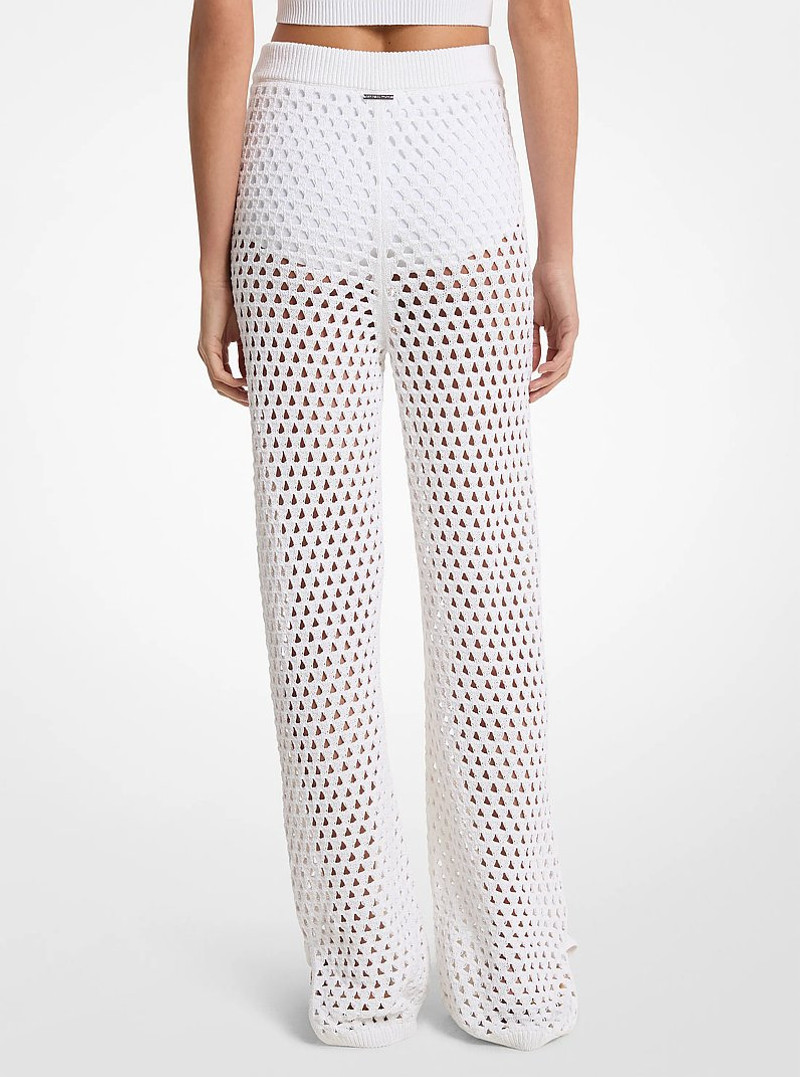 MICHAEL KORS Open-Knit Stretch Cotton Flared Pants outlook