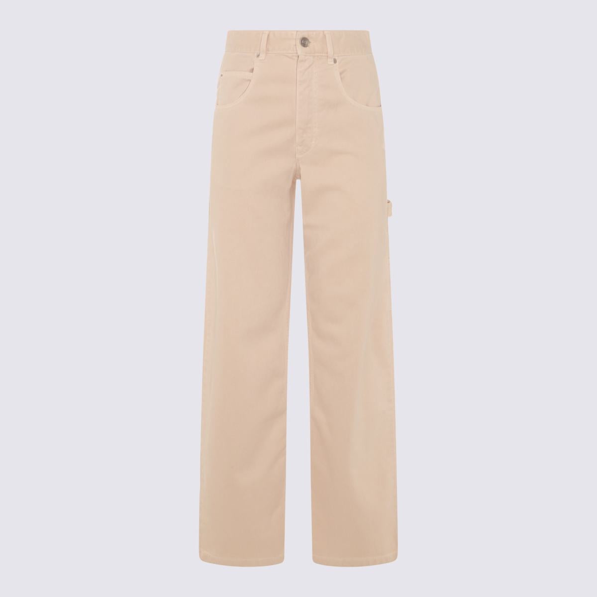 ISABEL MARANT 'BYMARA' BEIGE FIVE-POCKET JEANS WITH LOGO PATCH IN COTTON BLEND DENIM WOMAN - 1