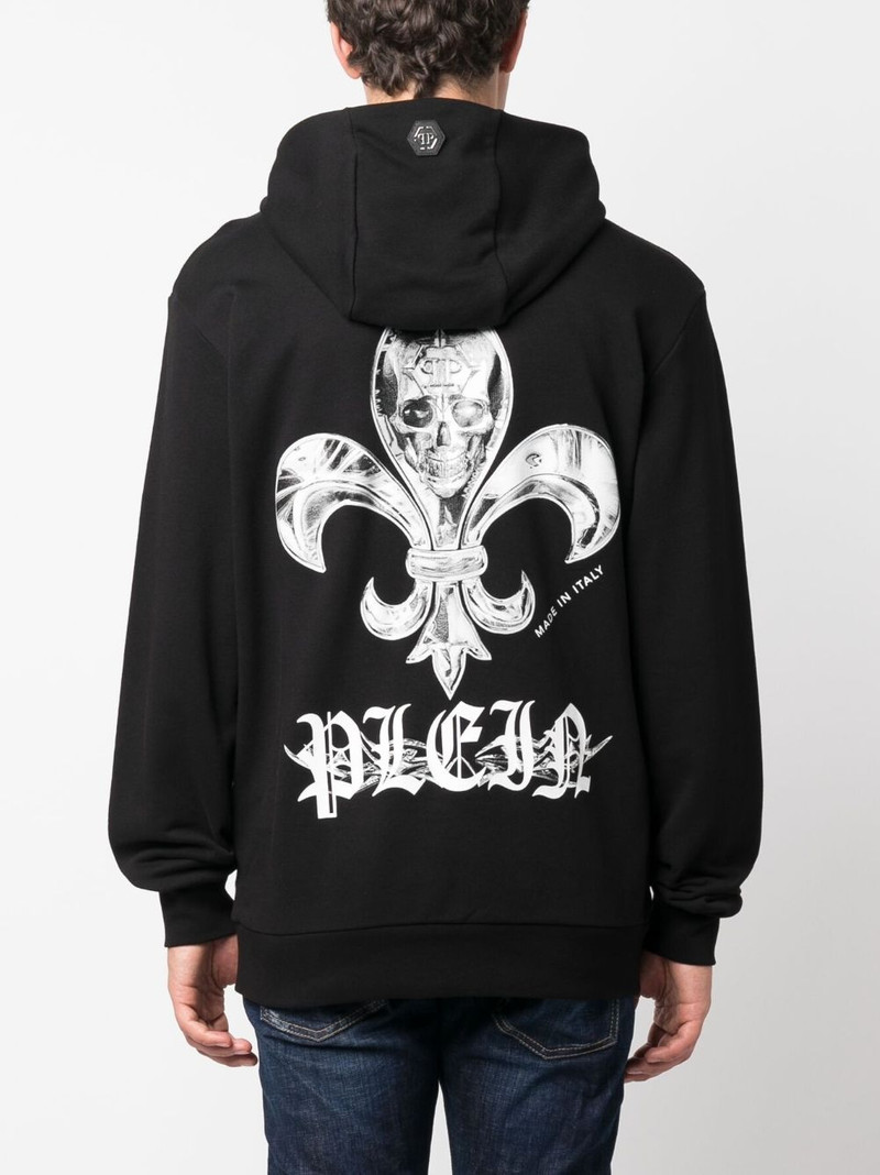 Chrome skull-print cotton hoodie 4