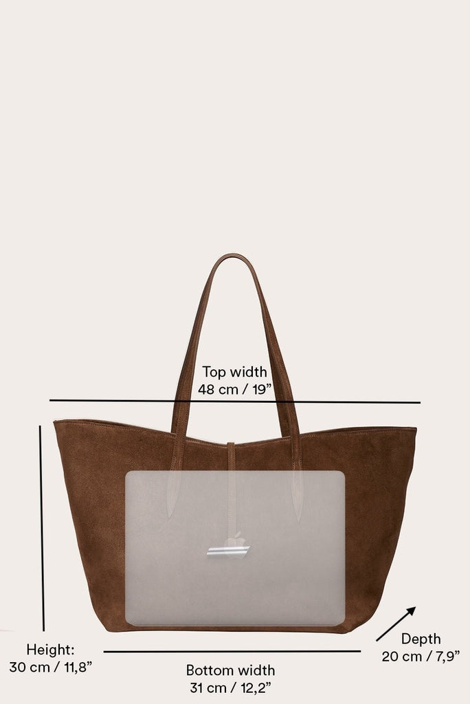 PENNE TOTE DARK BROWN SUEDE - 4