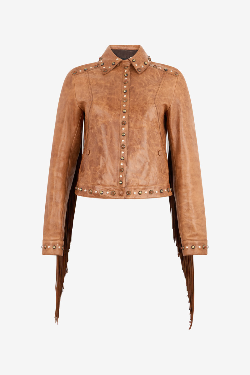 Leather Jacket With Fringes And Studs 1