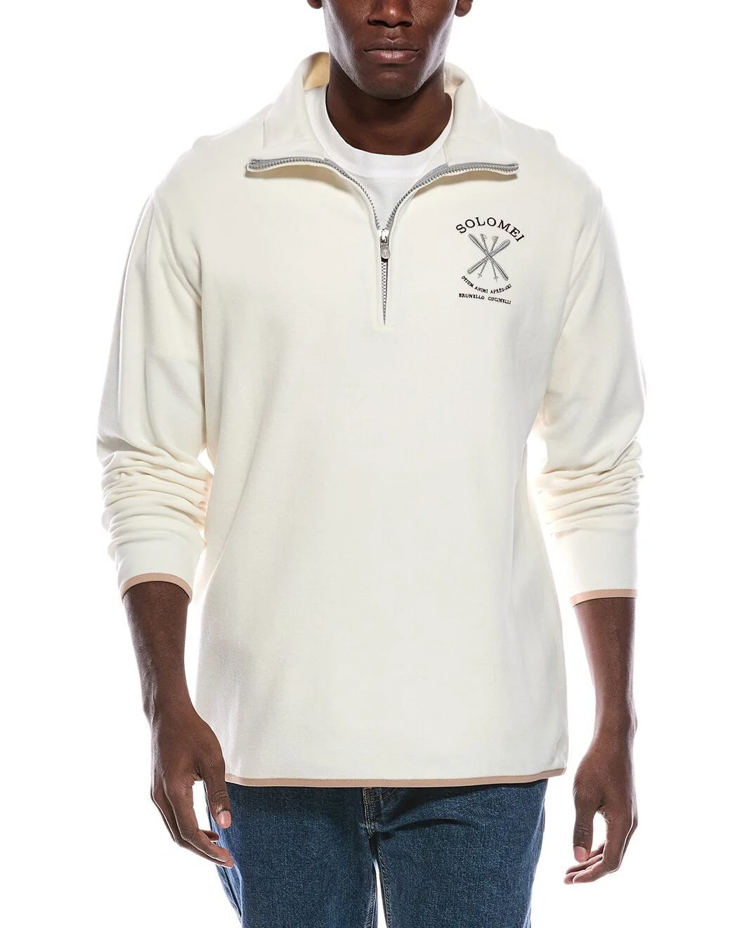 Brunello Cucinelli Cashmere-Blend Mock Neck 1/4-Zip Pullover - 1