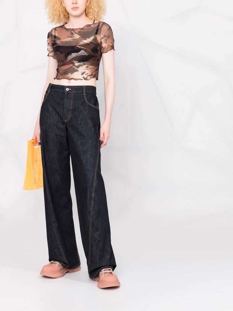 Heron Preston Camo mesh cropped T-shirt outlook