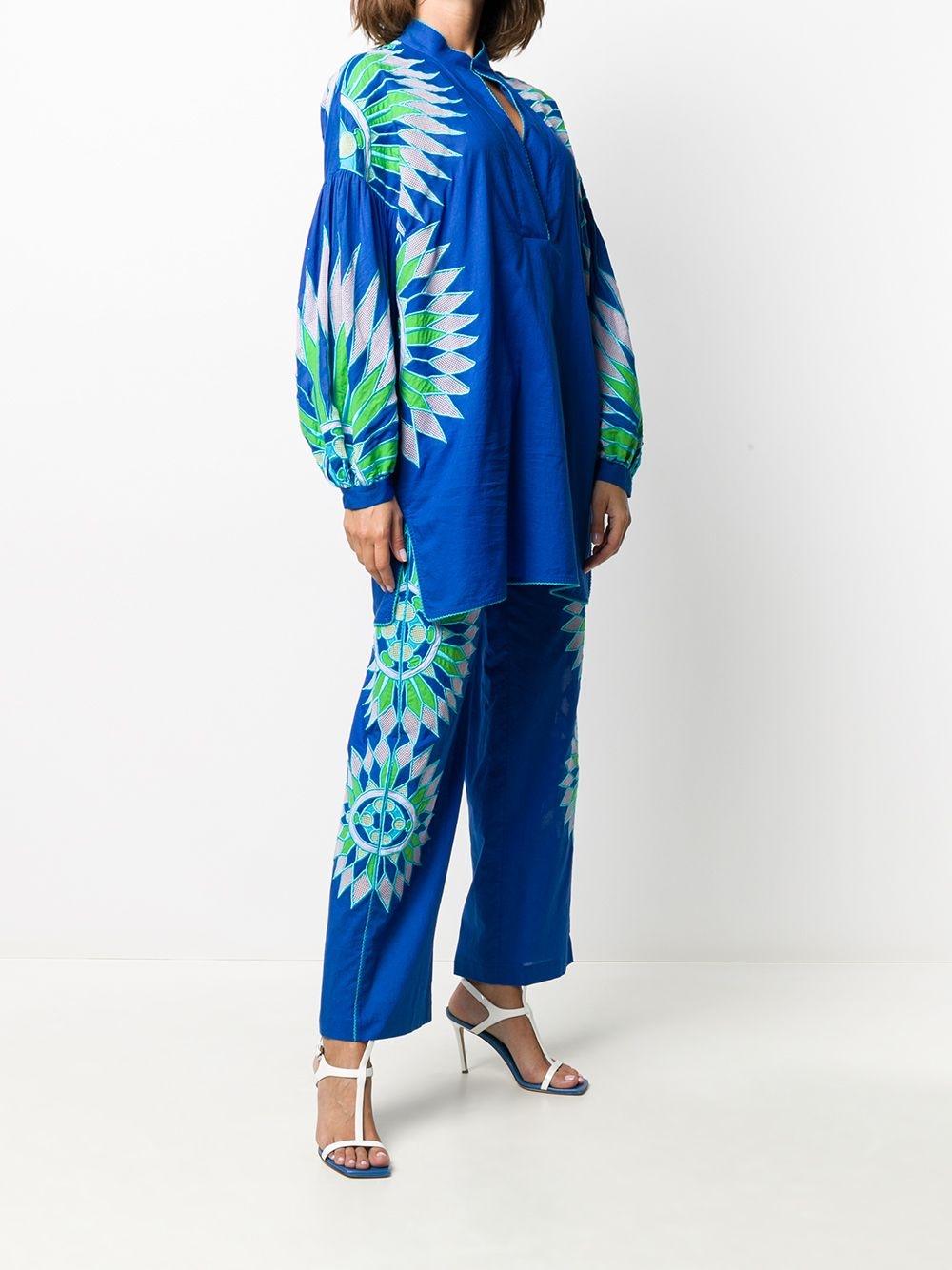 geometric embroidered kaftan top - 3