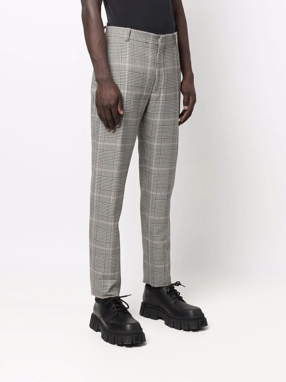 checked tapered trousers - 3